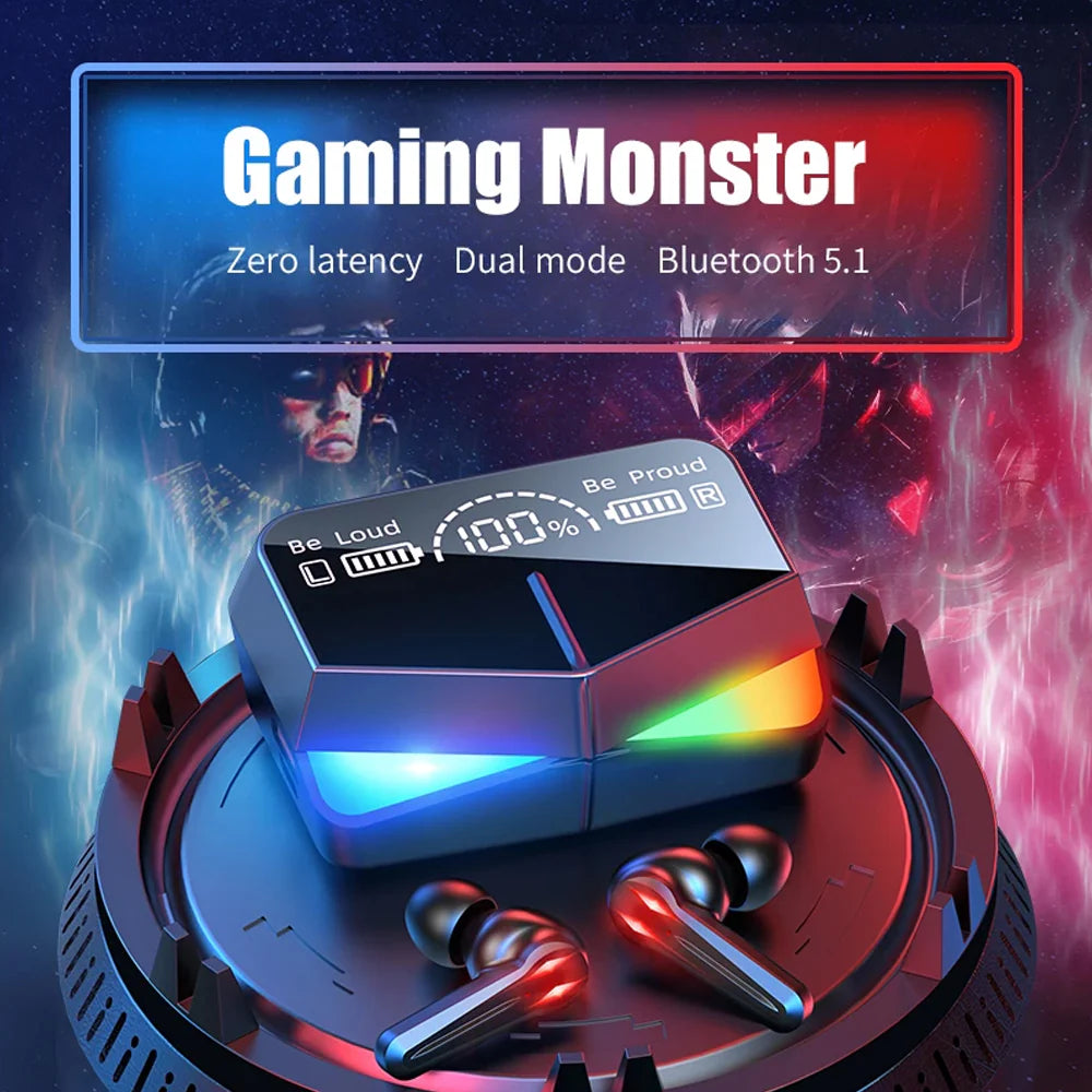 Futuristic RGB Wireless Earbuds with Digital Display Case