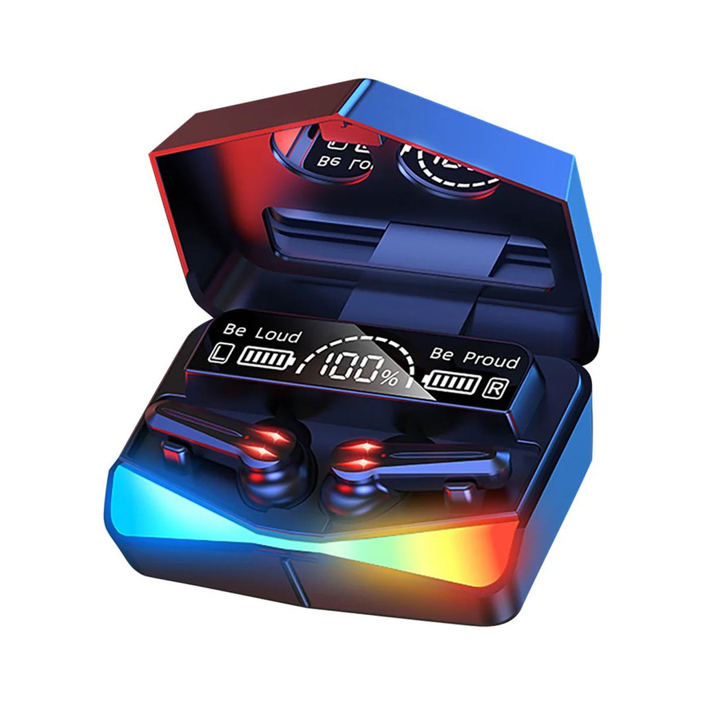 Futuristic RGB Wireless Earbuds with Digital Display Case
