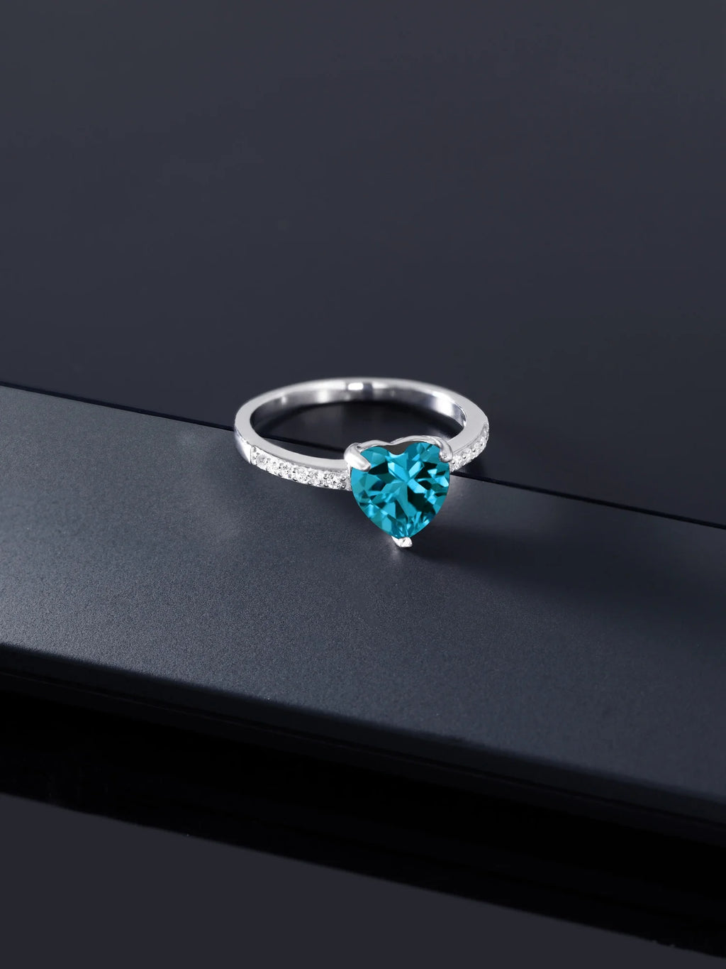 Blue Heart Diamond Metal Ring