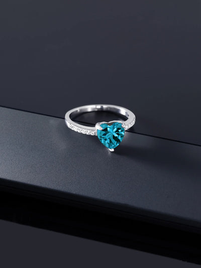 Blue Heart Diamond Metal Ring