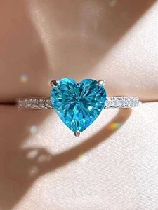 Blue Heart Diamond Metal Ring