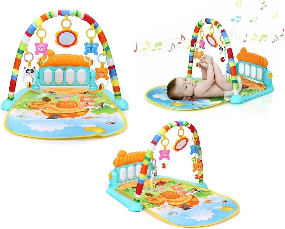 Colorful Activity Mat with Piano and Hanging Toys – Fun, Music & Learning for Little Ones